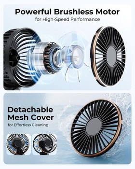 Prenosný mini ventilátor s LED displejom 4000 mAh, nastaviteľný o 180 ° a dobíjací - 6 rýchlostí, s
