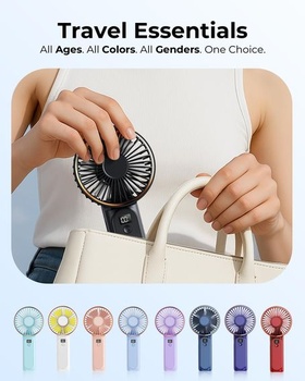 Prenosný mini ventilátor s LED displejom 4000 mAh, nastaviteľný o 180 ° a dobíjací - 6 rýchlostí, s