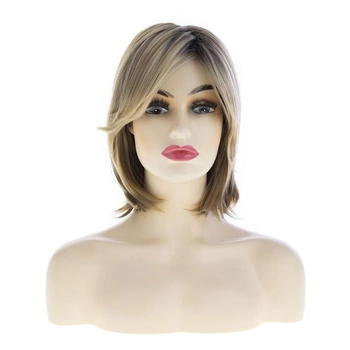 Krátká hnědo-blond paruka pro ženy, rovná, tepelně odolná syntetická paruka pro každodenní použití