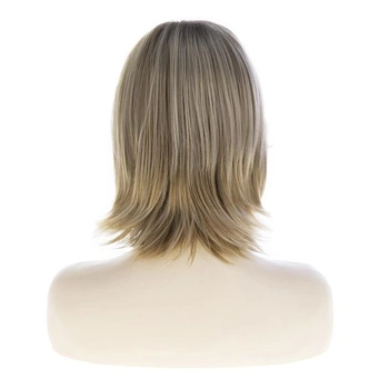 Krátká hnědo-blond paruka pro ženy, rovná, tepelně odolná syntetická paruka pro každodenní použití