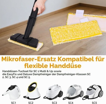 Sada 6 náhradních utěrek z mikrovlákna kompatibilní s flexibilní ruční hubicí Kärcher