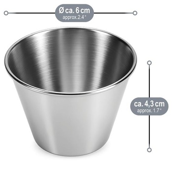 Com-four® 16x Misky na omáčku s víčky, Malé misky Ø 6 cm 16 kusů - stříbrné barvy s víčky