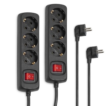 Hama prodlužovací kabel, 2 ks, 3cestný, 1,4m, černý,…