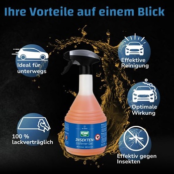 DR. WACK CW1:100 Gél na odstraňovanie hmyzu do auta 750 ml - Sprej so super gélovým zložením - Jemné