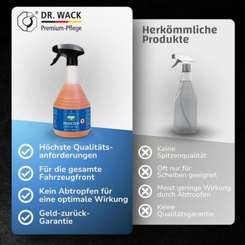 DR. WACK CW1:100 Gél na odstraňovanie hmyzu do auta 750 ml - Sprej so super gélovým zložením - Jemné