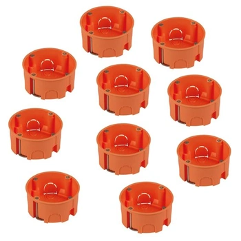Krabice REV do duté stěny, 10 kusů, Ø68 mm, hloubka 45 mm, šrouby, oranžová, hloubka 45 mm, 10 kusů
