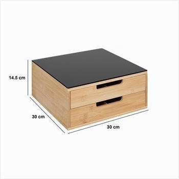 5five – Držiak na kapsule z čierneho bambusu, 30 x 30 x 14,5 cm, bambus, 2 zásuvky, nastaviteľné