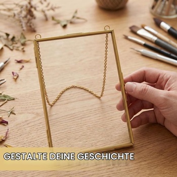 Závesné obrazové rámy, zlaté sklenené obrazové rámy 15x10 cm, geometrické obrazové rámy,