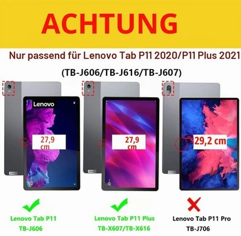 Ochranné pouzdro pro Lenovo Tab P11 Plus TB-J616 / P11 TB-J606 11 palců, PU kůže s otočným