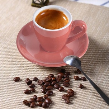 Porcelánový šálek na espresso ionEgg s podšálkem a mini lžičkami z nerezové oceli, sklenička na