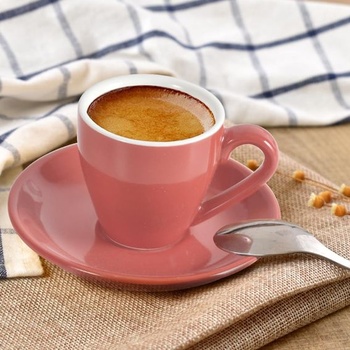 Porcelánová šálka na espresso ionEgg s tanierikom a mini lyžičkami z nerezovej ocele, pohár na