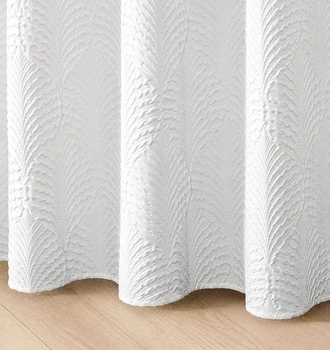 Luxusní sprchový závěs 180x180 cm bílý, vyrobený ze 100% bavlny, žakárový vzor s motivem listů,