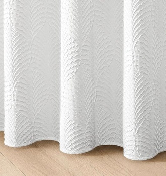 Luxusný sprchový záves 180x180 cm biely, vyrobený zo 100% bavlny, žakárový vzor s motívom listov,