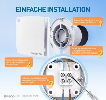 100mm tichý kúpeľňový ventilátor 130m³/h do kúpeľne, garáže, WC – biely L01 Basic