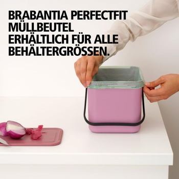 Odpadkový kôš Brabantia Sort & Go s vekom, 6 l – orgovánovo ružová | Priestorovo úsporný kôš na
