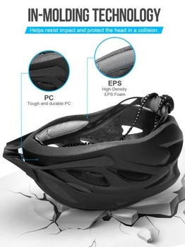 Cyklistická prilba pre dospelých s ľahkým prevedením, nastaviteľná unisex prilba 57–62 cm, tmavo čierna