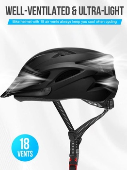 Cyklistická prilba pre dospelých s ľahkým prevedením, nastaviteľná unisex prilba 57–62 cm, tmavo čierna
