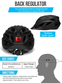 Cyklistická prilba pre dospelých s ľahkým prevedením, nastaviteľná unisex prilba 57–62 cm, tmavo čierna