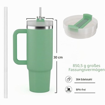 Termohrnček YOUEXPERT 946 ml s rukoväťou a slamkou, hrnček na pitie 946 ml s viečkom a slamkou, hrnček na
