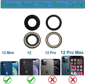 Náhradní skleněná čočka pro zadní kameru pro iPhone 12 a iPhone 12 Mini, s předinstalovaným
