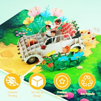 Svadobné oznámenia Vicloon Pop-Up, Design svadobného auta, Elegantné 3D Pop-Up svadobné oznámenia,