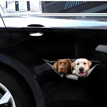 Samolepka na auto 25 cm (9,8 palca) Samolepka na labradora Vtipná hnedobiela samolepka na auto s