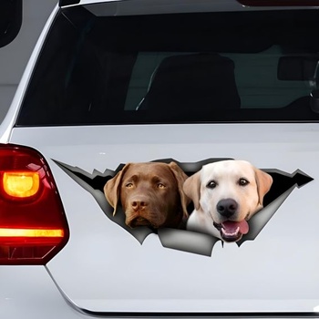 Samolepka na auto 25 cm (9,8 palca) Samolepka na labradora Vtipná hnedobiela samolepka na auto s