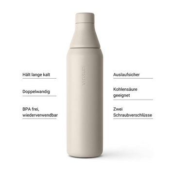 Fľaša na vodu Vinsun z nerezovej ocele 750 ml - nepriepustná, vhodná pre sýtené nápoje, béžová 750 ml