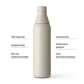 Láhev na vodu Vinsun z nerezové oceli 750 ml - nepropustná, vhodná pro sycené nápoje, béžová 750 ml