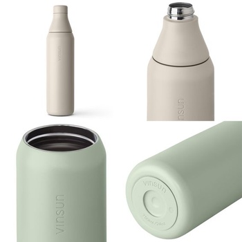 Fľaša na vodu Vinsun z nerezovej ocele 750 ml - nepriepustná, vhodná pre sýtené nápoje, béžová 750 ml