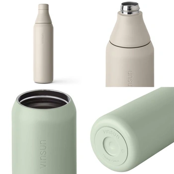 Láhev na vodu Vinsun z nerezové oceli 750 ml - nepropustná, vhodná pro sycené nápoje, béžová 750 ml