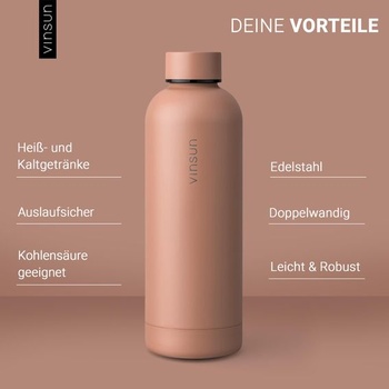 Termoska Vinsun 500ml tělová - nepropustná, vhodná pro sycené nápoje - nerezová ocel, dvoustěnná