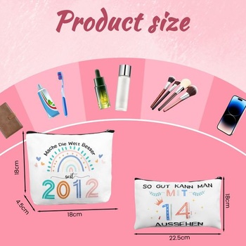 14. narodeninové dievčatko, sada 2 toaletných taštičiek, vodotesná kozmetická taštička, make-up