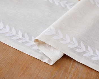 Obrus ​​Wracra biely ľan, moderný prateľný obrus biely 35×150 cm