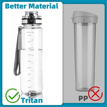 Športová fľaša na vodu OLDLEY 1000ML Tritánová fľaša na vodu bez BPA s časovými značkami, 1l