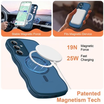 Magnetický kryt Anfire pre Samsung Galaxy S25 FE 5G s 2 kusmi 9H skla, tmavo modrý