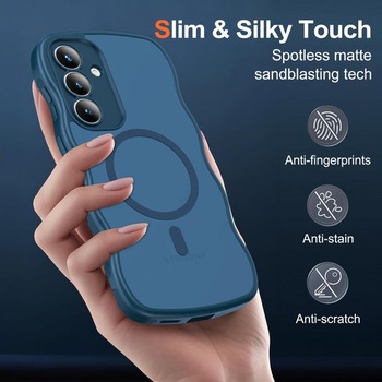 Magnetický kryt Anfire pre Samsung Galaxy S25 FE 5G s 2 kusmi 9H skla, tmavo modrý