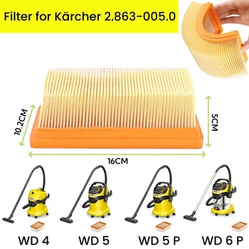 4 filtre pre vysávače Kärcher WD4, WD5, WD6/MV4, MV5, MV6 - Filtre pre Kärcher 2.863-005.0, 4