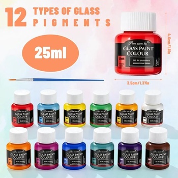 Sada na maľovanie keramiky, 12 farieb, vodeodolná, vhodná do umývačky, 12 x 25 ml