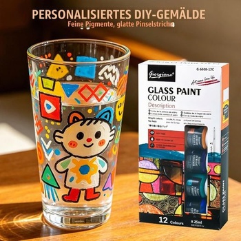 Sada na maľovanie keramiky, 12 farieb, vodeodolná, vhodná do umývačky, 12 x 25 ml