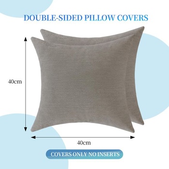 Súprava 2 obliečky na vankúše 40x40 cm, dekoratívne obliečky na vankúše z imitácie ľanu, obliečka na