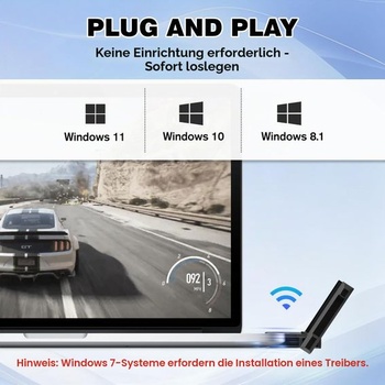 Bluetooth 6.0 USB adaptér pre PC/notebook s dvojitou anténou, dosah 150 m, kompatibilný s Bluetooth