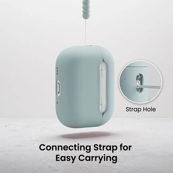 Silikonové pouzdro ORNARTO pro AirPods Pro 3 se šňůrkou – agávově zelené
