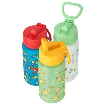 Detská fľaša na pitie VINSUN 500ml Dinosaur - slamkové viečko, nepriepustná, bez BPA, vhodná pre sýtené