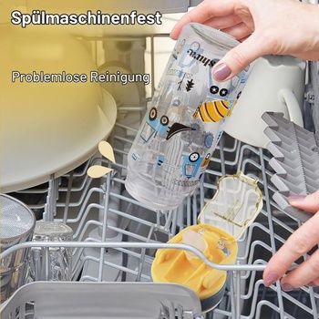 Detská fľaša na pitie so slamkou, nepriepustná, 600 ml - Digger & Sea Creatures 600 ml (balenie 2 ks)