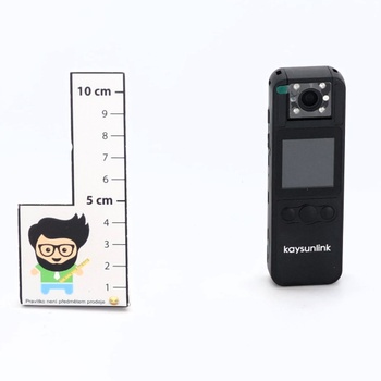 Kaysunlink 1080P FHD tělová kamera se 128GB kartou, otočným objektivem o 180°, nočním viděním,
