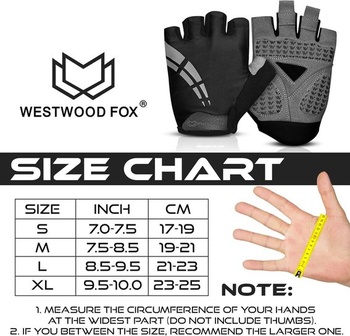 Cyklistické rukavice WESTWOOD FOX pre mužov a ženy, polprstové, gélové, protišmykové, priedušné,