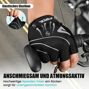 Cyklistické rukavice ATERCEL pre mužov a ženy, 5mm SBR výplň, veľkosť S, čierne