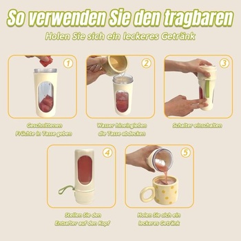 Přenosný mixér na smoothie 450ml s brčkem, 2 nepropustná víka, 12 nožů z nerezové oceli, výkonný