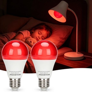 Aigostar LED nočné svetlo s červeným svetlom, stmievateľné svetlo na spanie, 9W, 2 ks